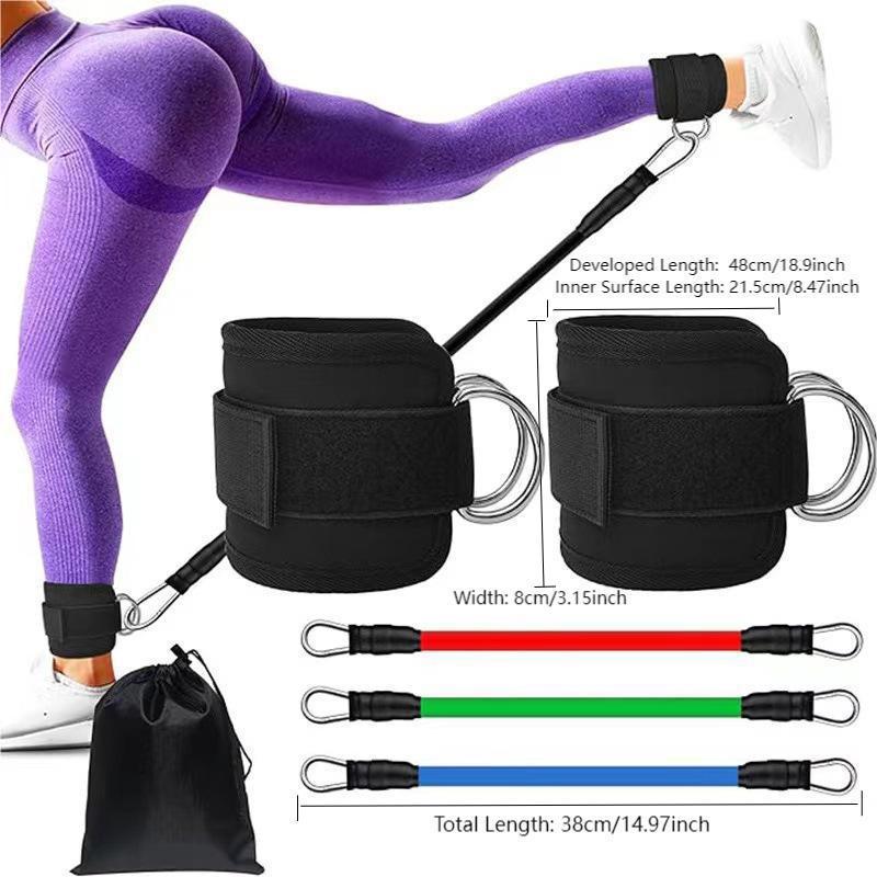 Tpe Resistance Bands Ankle Straps Fitness Set D-Ring Support Ankle Cuffs Yoga Gym Equipment Guard Leg Strength Safety Extensions