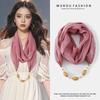 Stylish Korean High-End Silk Scarf with Beads Pendant