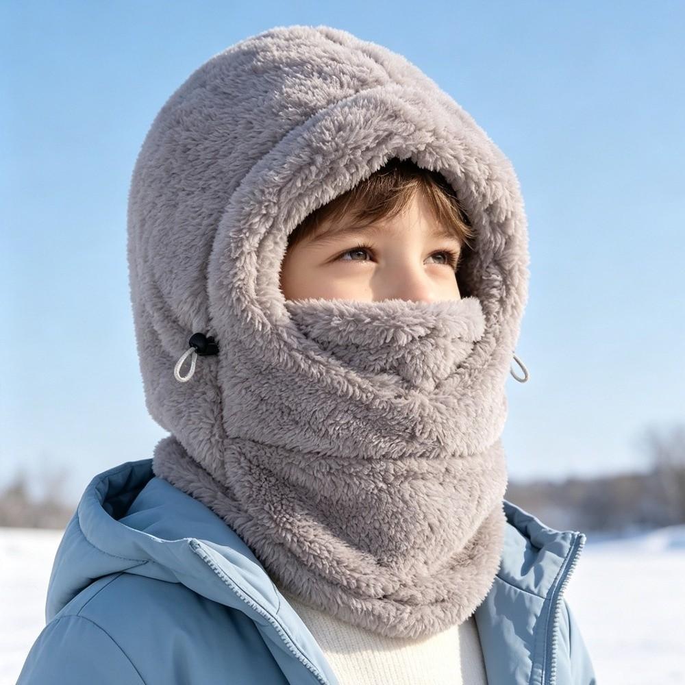 Windproof Winter Balaclava Hat Neck Warmer One-piece Hat Scarf Cute Children's Hats