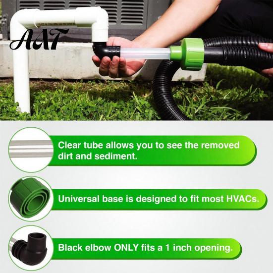 Universal Fit Vacuum Pipe Connector AC Drain Line Cleaner Adapter, Plastic Tool, HVAC to PVC Wet Vac Attachment for Attachment, 8.27 Inch Heavy