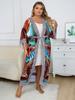 EDOLYNSA Коричневое непринужденное кимоно-кардиган с принтом, женское пляжное накидка для пляжного отдыха, купальный костюм для вечеринки в стиле бохо, универсальная уютная легкая куртка Туника Q1512