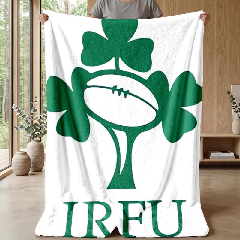 Ireland Rugby Flannel Fleece Blanket Cozy Warm Throw Blanket For Couch Bed Travel All Season Use