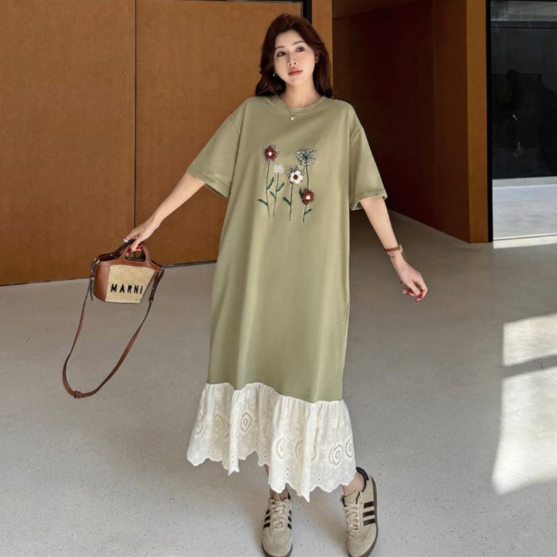 Короткие рукава больших размеров хлопок винтажный цветочный новый в платьях для женщин повседневное свободное длинное летнее платье