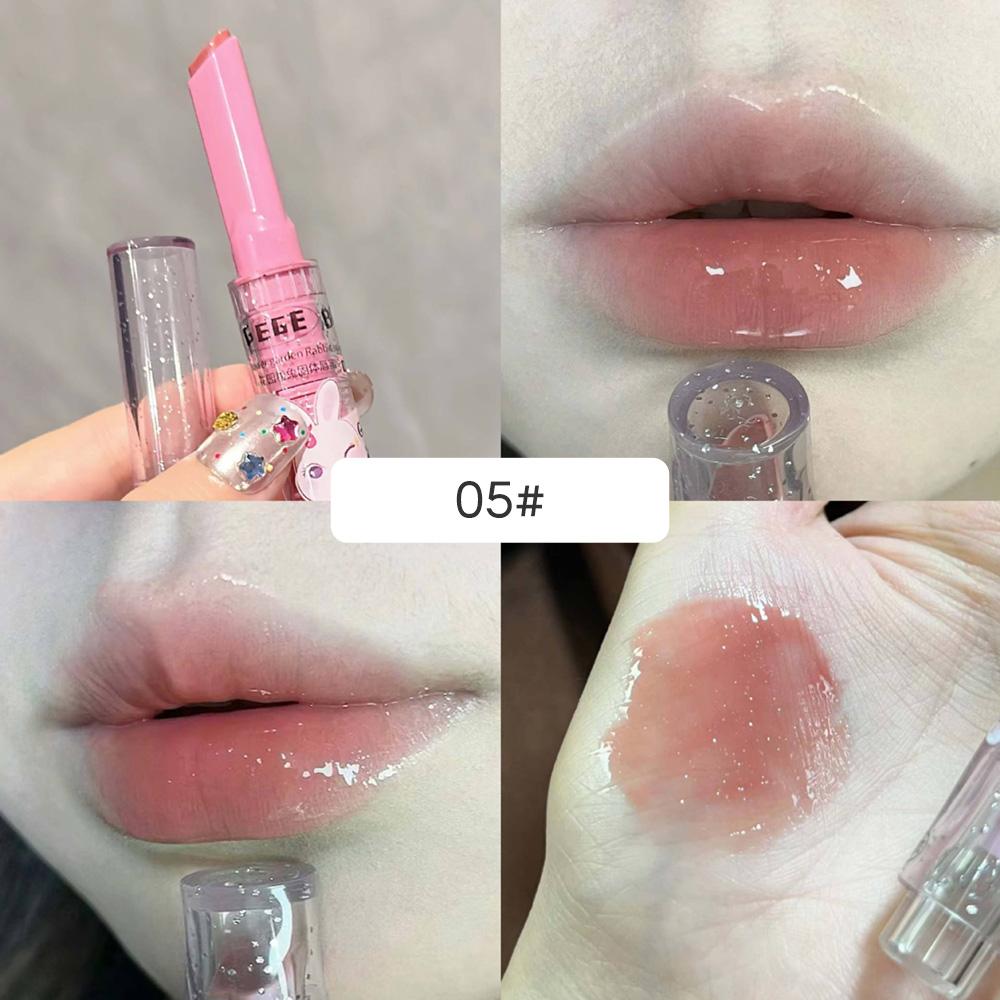 Gege Bear Garden Pink Rabbit Solid Lip Gloss Moisturizing Watery Colored Lip Balm Long-lasting and Tender Lip Balm