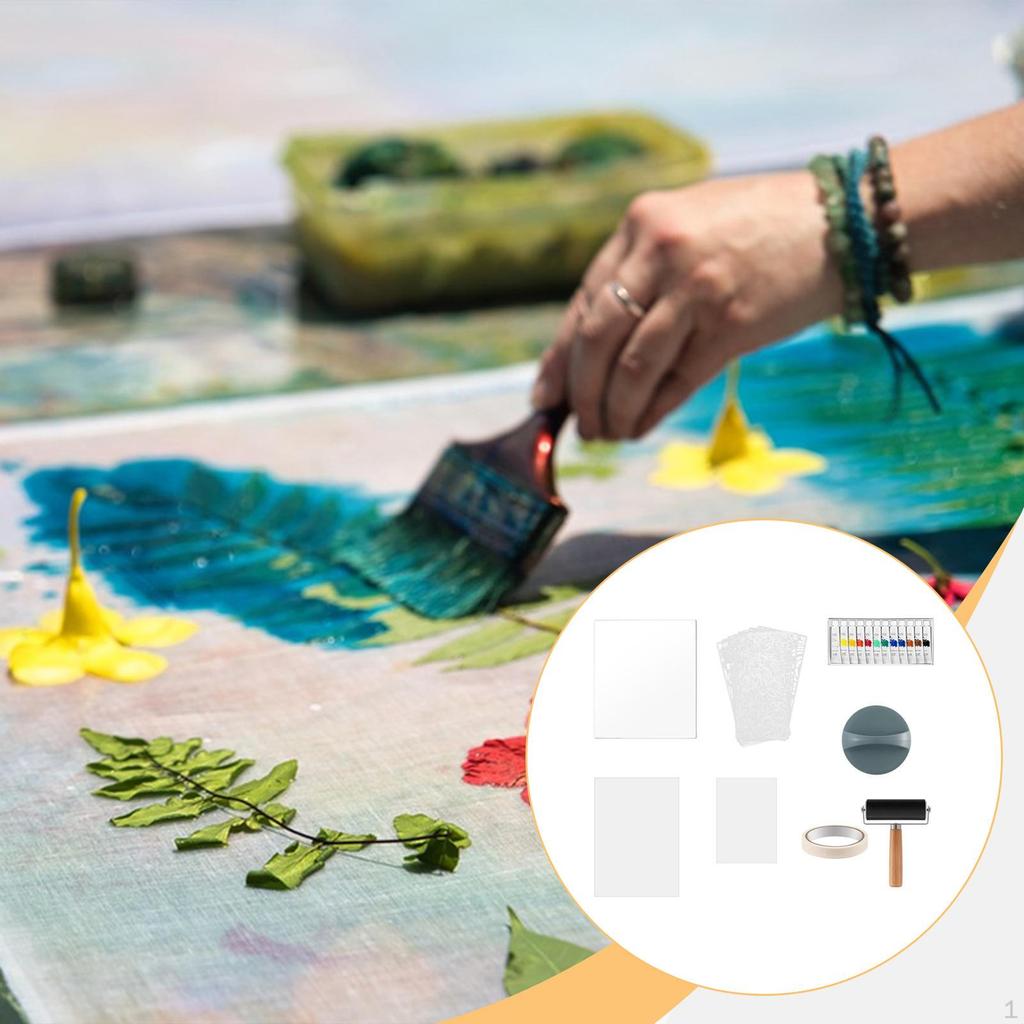 Набор для начинающих для гелевой печати Художественные принадлежности Профессиональный для изготовления открыток и поделок Универсальные трафареты