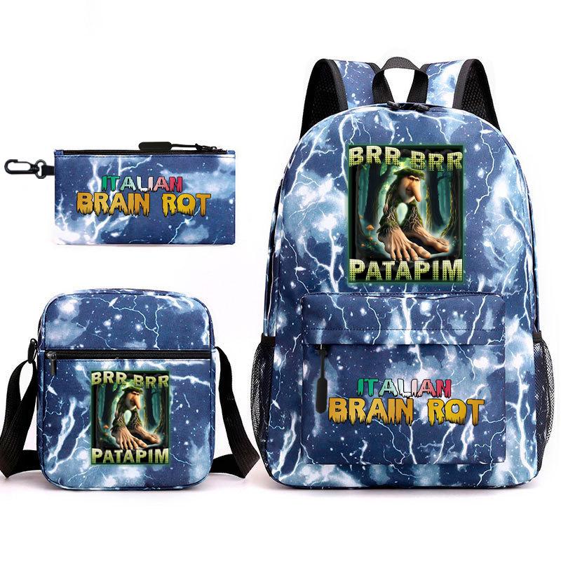 School Bag Tongtongsahur Cartoon Abstract Shanhaijing Primary School Students and Teenagers Backpack Three-piece Set L