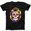 Floral Sugar Skull Day of the Dead Dia De Art Drawing Gift Black T Shirt 66