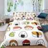 Sushi Pattern Duvet Cover Set King Microfiber Japanese-Style Comforter Cover Food Theme Cute Cartoon Japanese Sushi Quilt Cover
