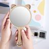 Portable Handheld Mirror Creative Cosmetic Mirror Khaki Makeup Mirror with Handle  Bathroom
