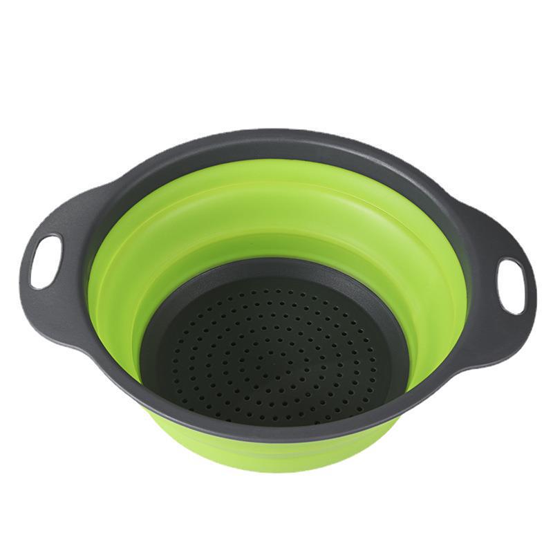 Foldable Silicone Colander Set: Easy-to-Store Round Kitchen Drain Baskets