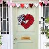 35cm Heart Wreath Valentines Day Wreaths for Front Door Burlap Heart Shaped Door Wreath with Plaid Bows Outdoor Home Wedding Swags Home Decor