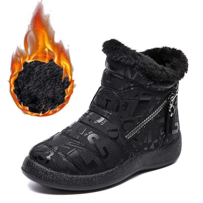 Зимние сапоги с двойной молнией, женские короткие зимние сапоги большого размера, теплые хлопковые сапоги