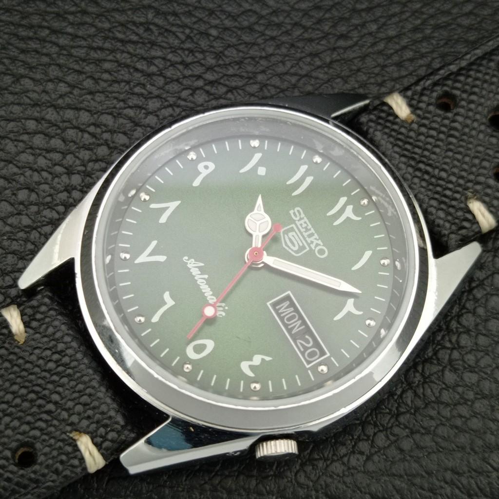 ВИНТАЖНЫЕ ОТРЕМОНТИРОВАННЫЕ МУЖСКИЕ АВТОМАТИЧЕСКИЕ ЧАСЫ SEIKO 5 ЯПОНИЯ ЗЕЛЕНЫЙ ЦИФЕРБЛАТ a446709-1