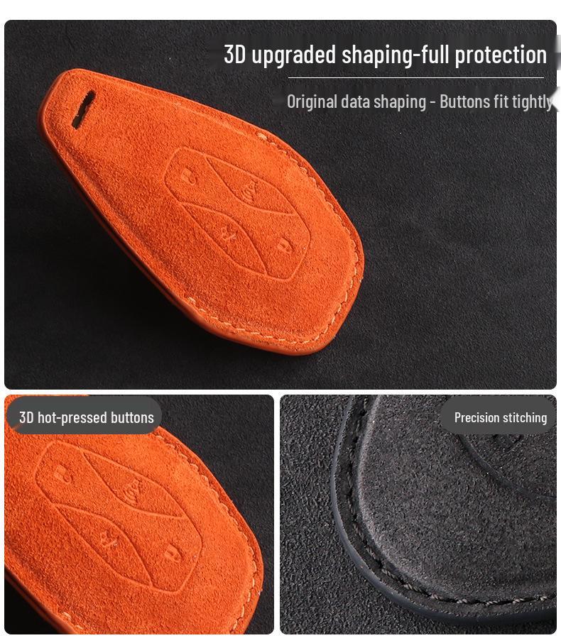 Suitable Key Case for BAIC Alpha S/T: High-End Suede with Snap Closure, Designed for Women