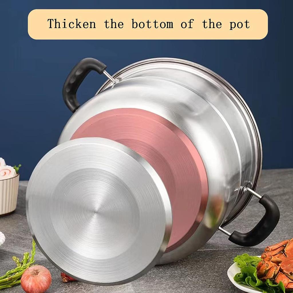 Кастрюля-пароварка для приготовления пищи Кастрюли-пароварки диаметром 11,8 дюйма с крышкой Двухуровневая кастрюля-пароварка из нержавеющей стали Универсальная посуда с ручкой для овощей