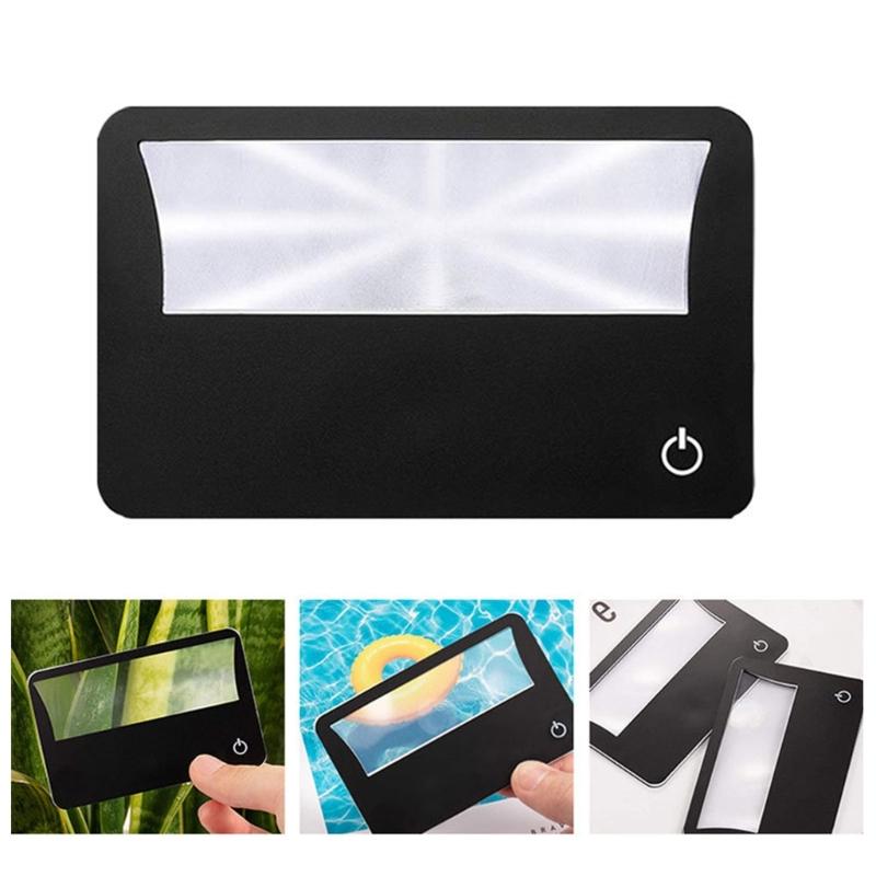 3X Magnifier Card Type Small Pocket Magnifying Glass with LED Light for Reading Observing Coin Stamps Jewelry Eye Loupe