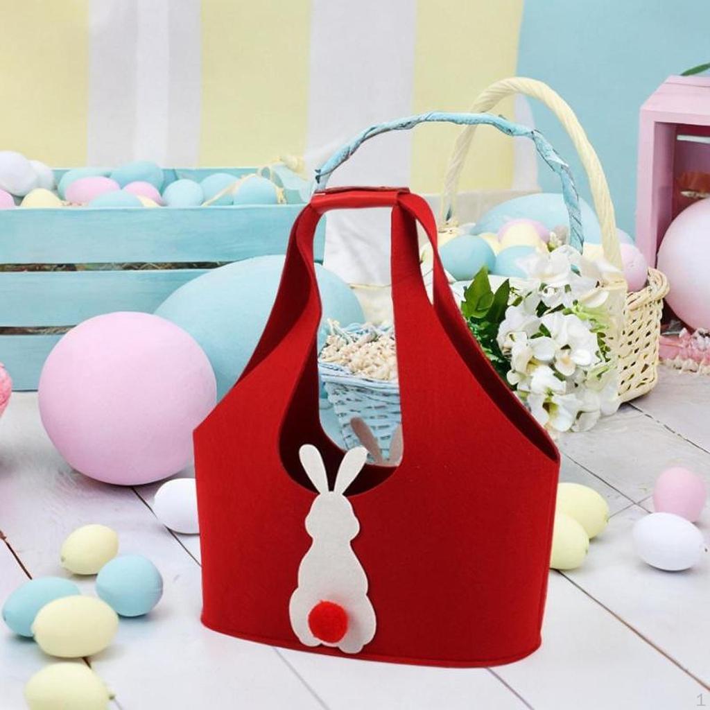 Bunny Easter Bag Felt Tote with Handle Basket Container for Party Supplies