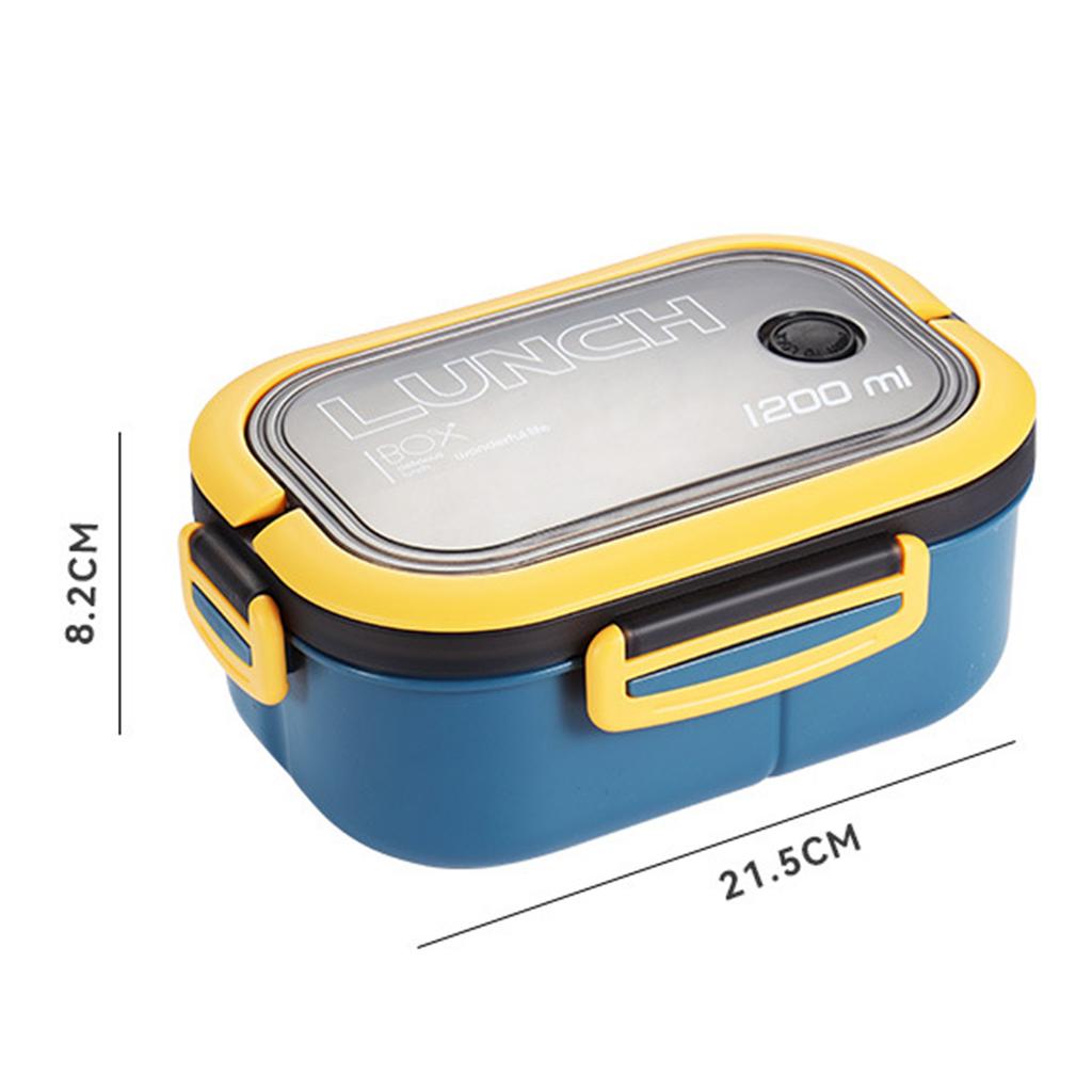 1200 мл Bento Lunch Box Двухслойная изоляция Lunch Box Контейнер с вилкой ложкой для студентов