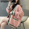 Women's Medium Length Sweater Cardigan Sweater Women's Knitted Sweater V-neck Long Sleeved Top