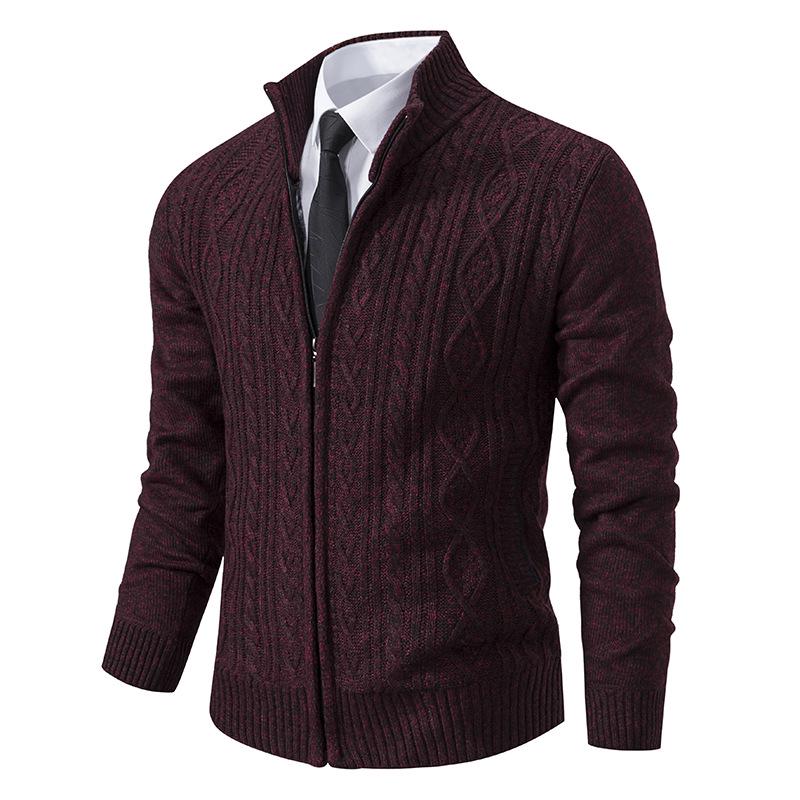 Men's Trendy Knitted Stand-Up Collar Sweater Cardigan - Autumn/Winter Warmth