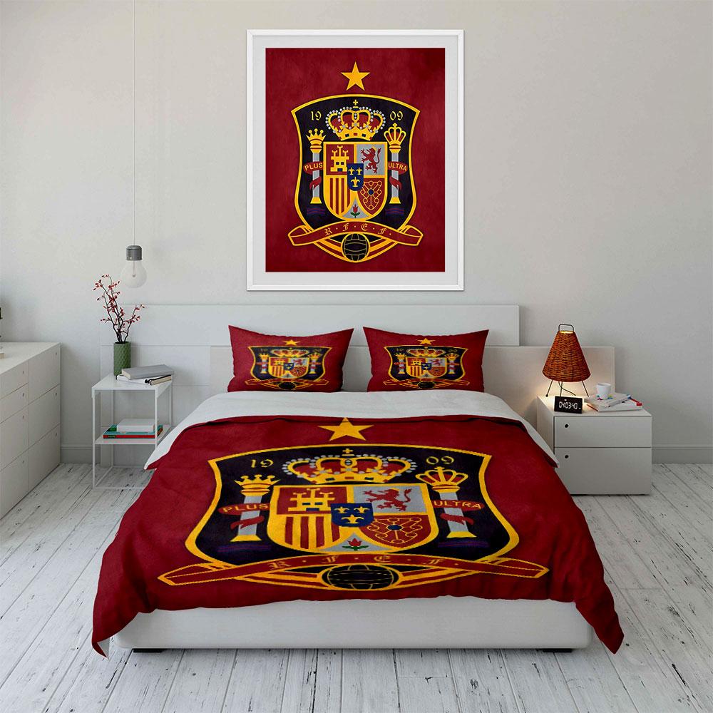 Spain Football Team Bedding Set Bedding Duvet Cover Set Duvet Cover Pillowcases (1 * Duvet Cover 2 * Pillowcases, without duvet insert)