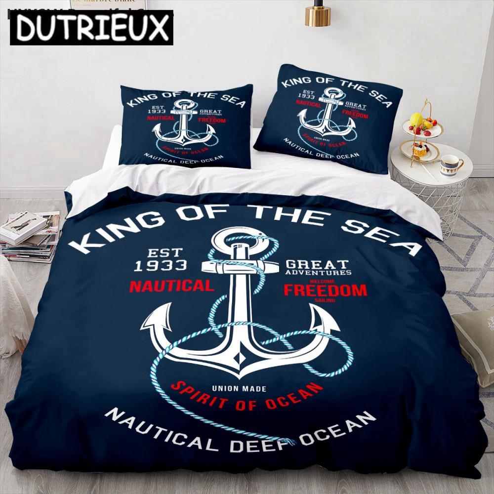 Ship Anchor Nautical 3D Duvet Cover Sea Pillowcases Quilt Cover Home Decor Gift Fashion Twin Queen King Polylester Bedding Set