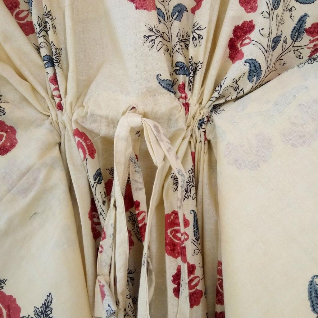 Индийское бежевое длинное хлопковое платье с цветочным принтом больших размеров, макси-женское платье-кафтан CKFTN-SCRN-FULL-BUYIT-048