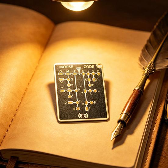 Morse Code Trainer Card, Professional PCB Style Electronic Learning Tool with Interactive LEDs & Signal Buttons, Pocket-Size Portable Telegraph