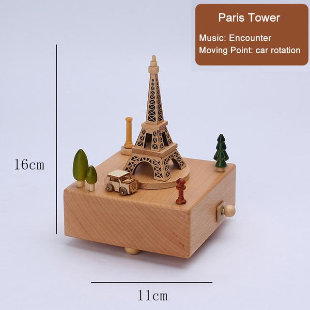 D2 Carousel Musical Box Wooden Music Box Wood Crafts Retro Birthday Gift Vintage Home Decoration Valentine's Day Gift Girlfriend