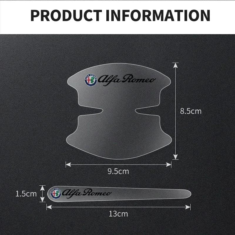 8Pcs Car Door Bowl Handle Protective Sticker Anti-collision Strip For Alfa Romeo 159 Giulietta Giulia 147 Mito 156 166 Stelvio