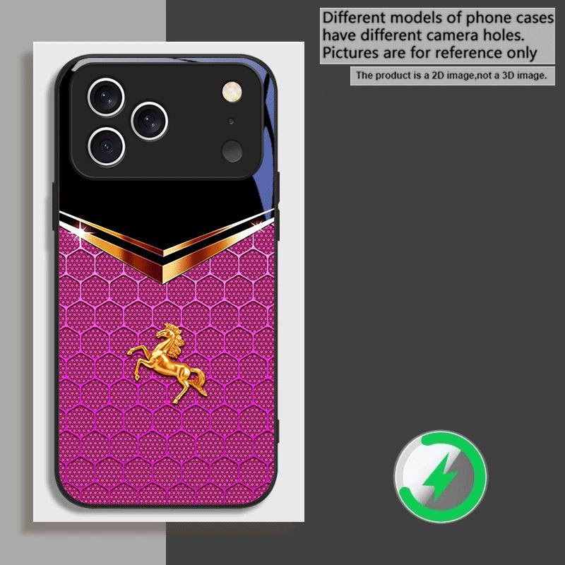 Золотая лошадь в сотах Для iPhone 16E 15 Pro 14 13 Plus 12 mini 11 15Pro 14Max XR Xs 8 Plus 16 Для Magsafe Стеклянный чехол для телефона