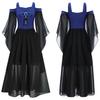 Girls Halloween Medieval Renaissance Gothic Dress Cold Shoulder Butterfly Sleeve Lace Up Witch Dress Cosplay Dress