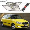 Светодиодная автомобильная противотуманная фара для Skoda Fabia MK2 5J 2011 2012 2013 2014 2015 Стайлинг автомобиля Передняя противотуманная фара Противотуманная фара со светодиодными лампами и проводкой
