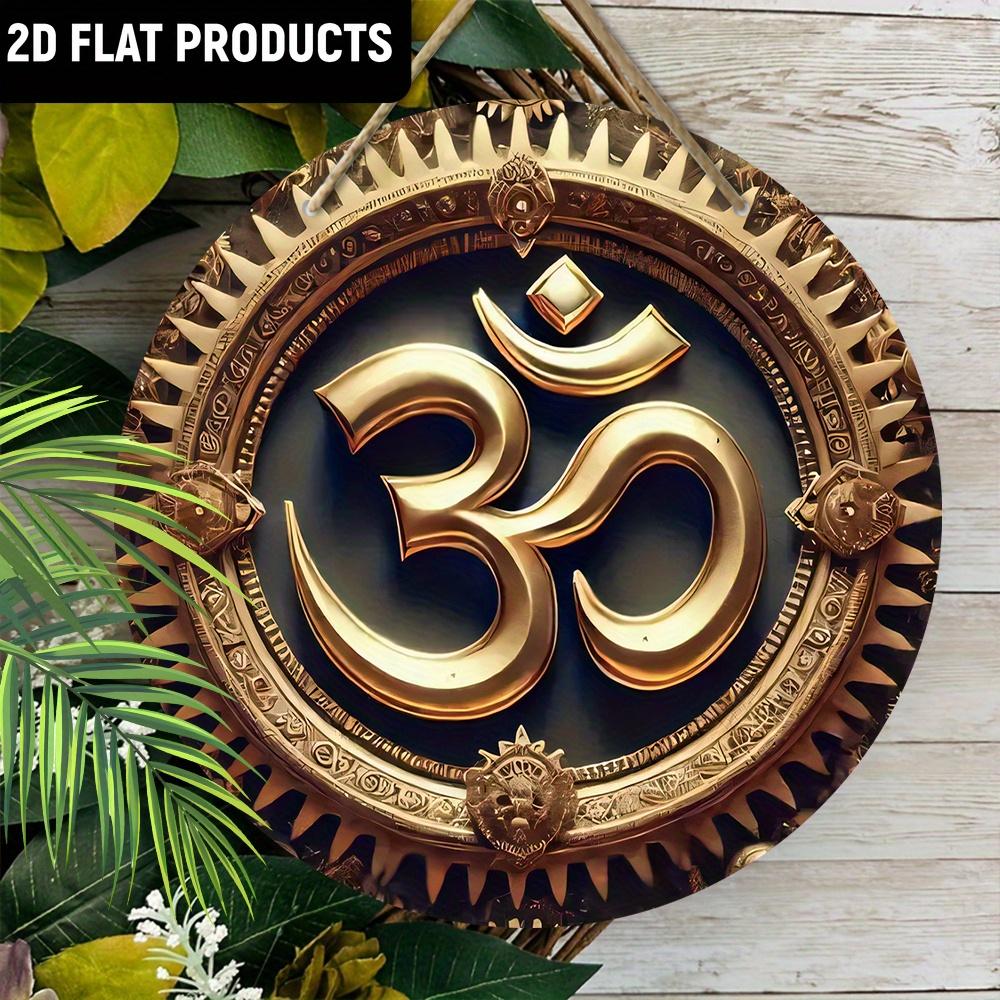 Деревянная настенная художественная табличка с символами - классическая эмблема мандалы, декоративный знак для дома, студии йоги, для двери, стены, дома, комнаты, фермерского дома, улицы, магазина
