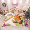 Homewish Kawaii Gingerbread Man Duvet Cover Set,Gingerbread House Comforter Cover Set,Dessert Rainbow Bed Set For Girl Boy