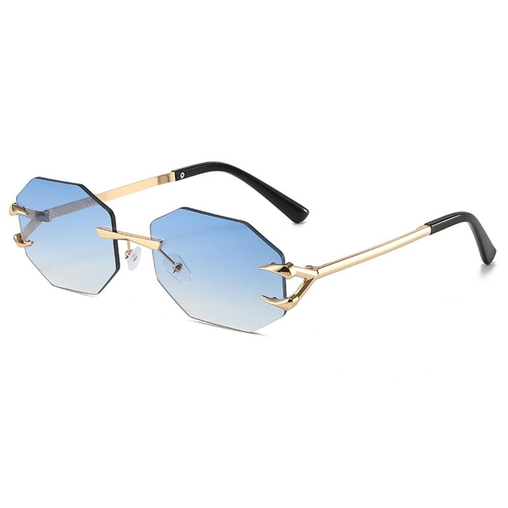 Street Decoration Clear Rimless Rectangle Sunglasses Shades Eyewear Uv400 Ocean Lens Sun Glasses Travel Party Sunglasses