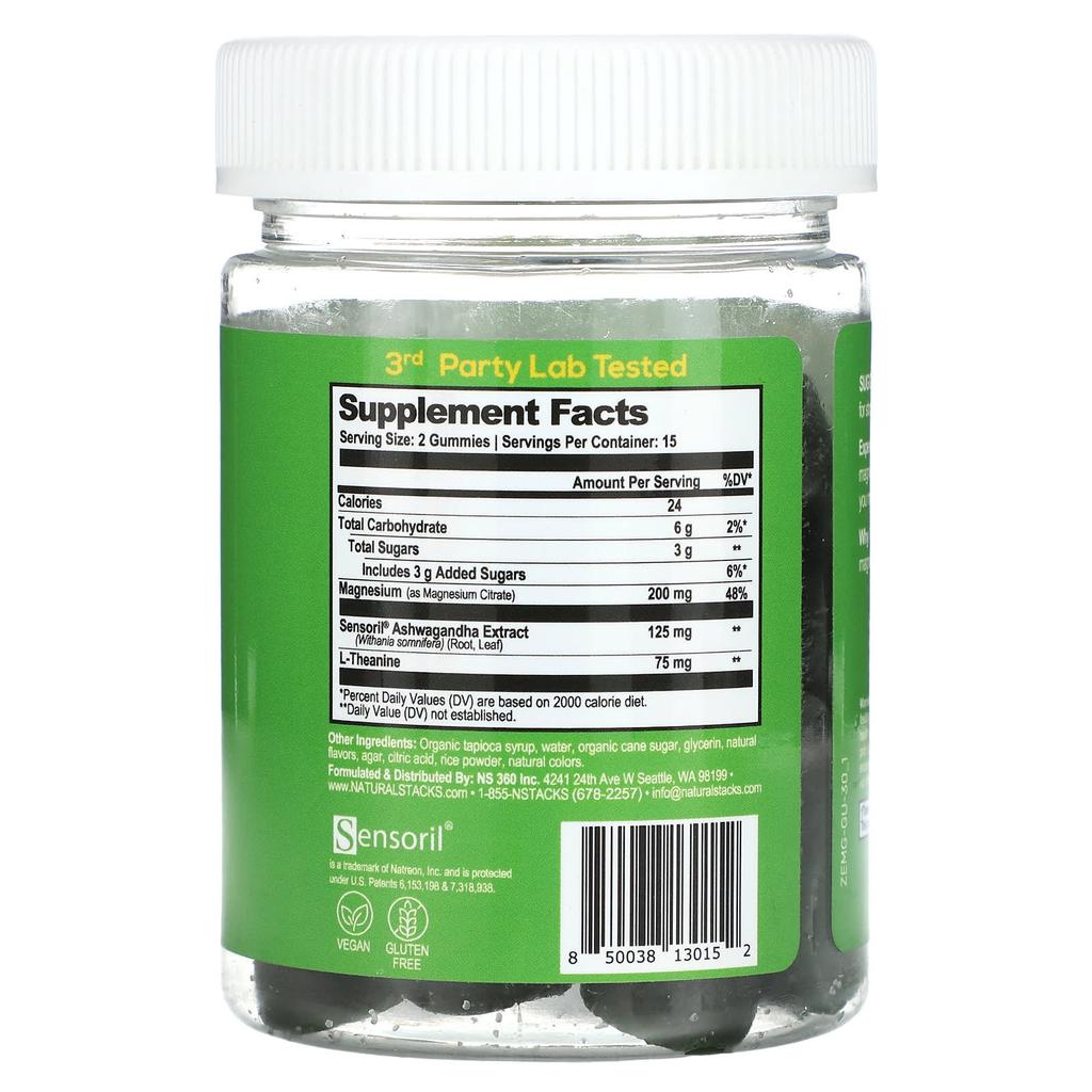 Magnesium Gummies, Zen, Green Apple, Vegan Gummies 30 Pieces