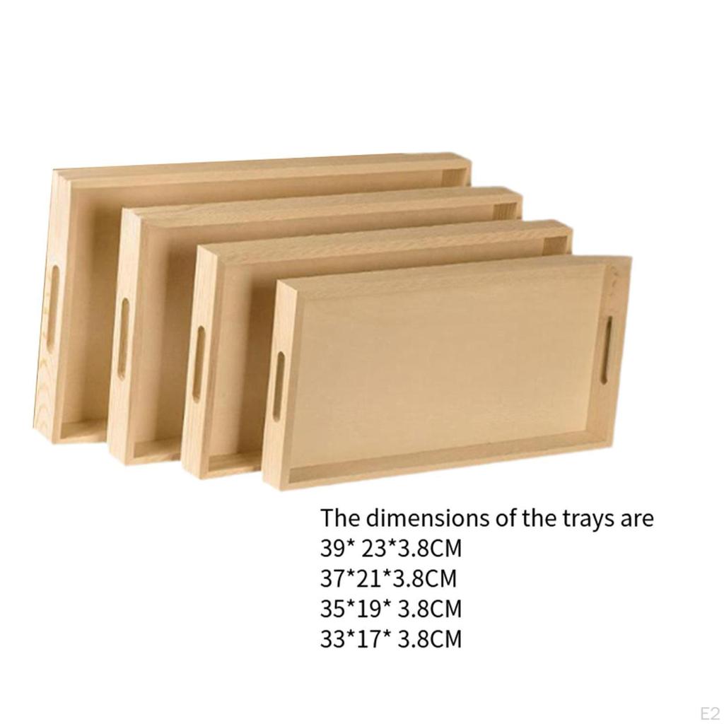 4Pcs Montessori Tray Wood Storage Preschool Learning Educational Coffee Table Serving