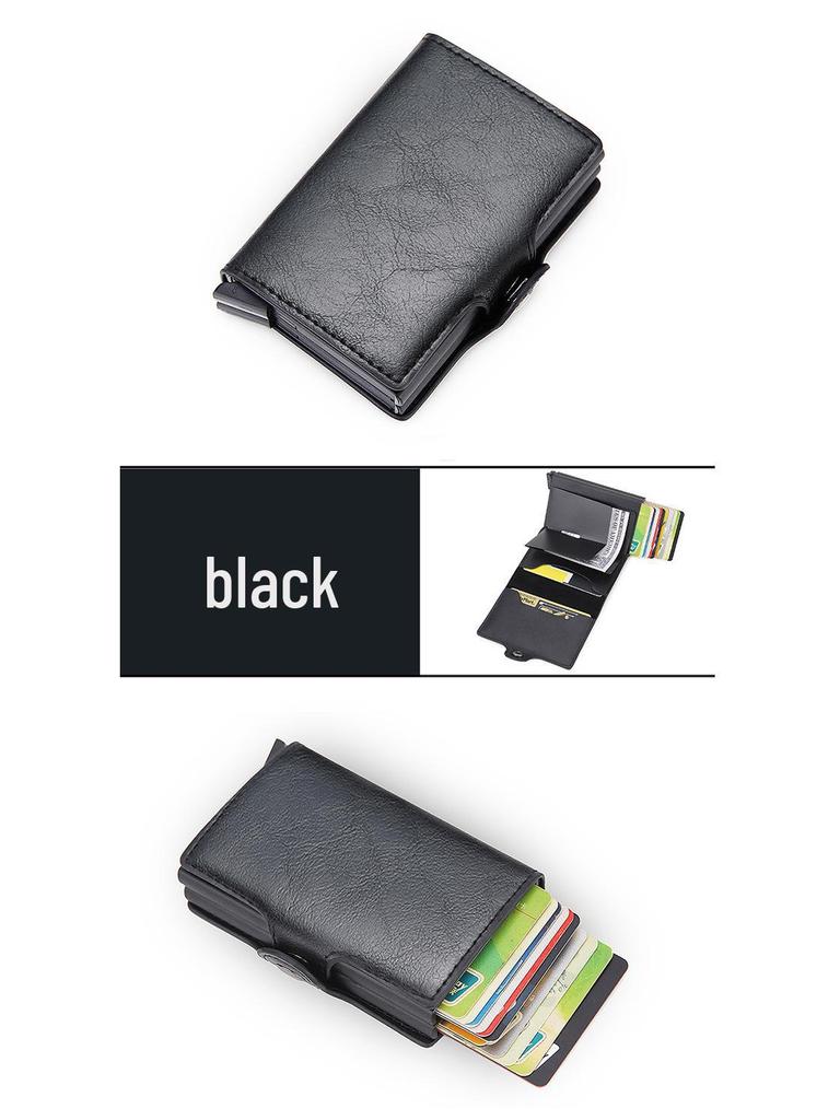 Men's Carbon Fiber RFID Anti-Theft Double Layer Metal Card Holder Wallet