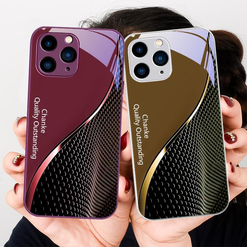 Отличное качество Шанс для iPhone 15 14 13 12 11 Pro Max X XS XR 7 8 Plus 2020 2022 SE Черный чехол для телефона из закаленного стекла