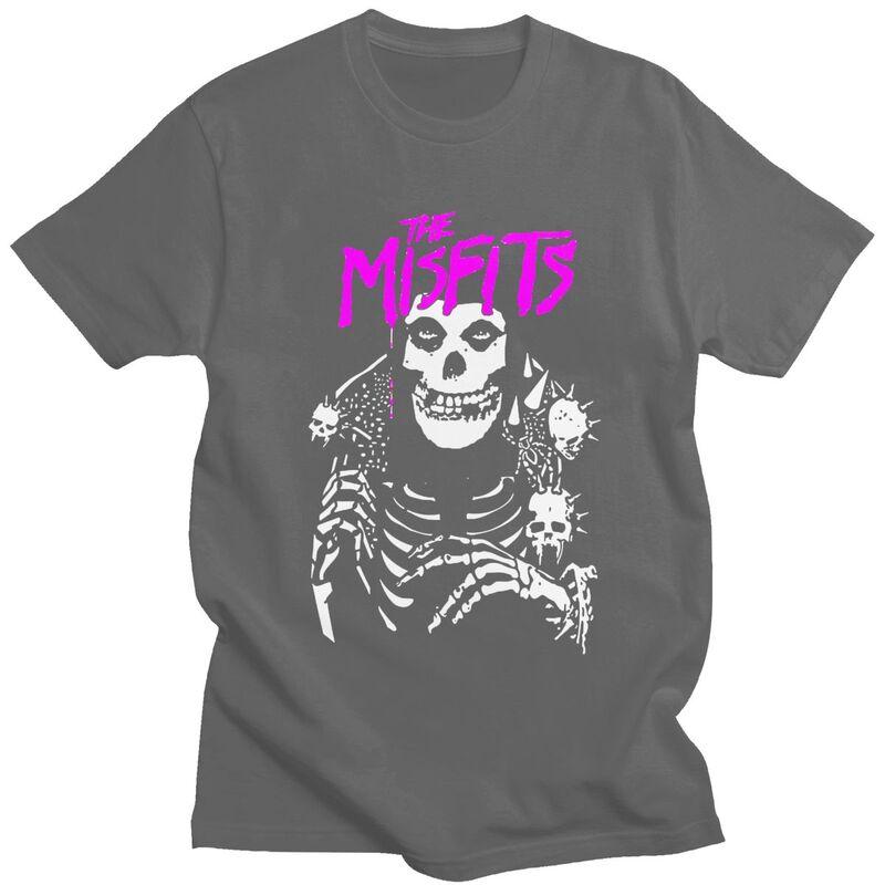 Мужские футболки с принтом в стиле Хоррор Панк Рок Misfits Череп, 100% Хлопок, Повседневные