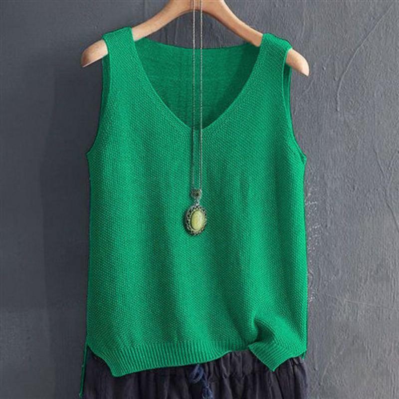 Spring V-neck Vest Female Student Knitted Sweater Waistcoat Vest Plus Size