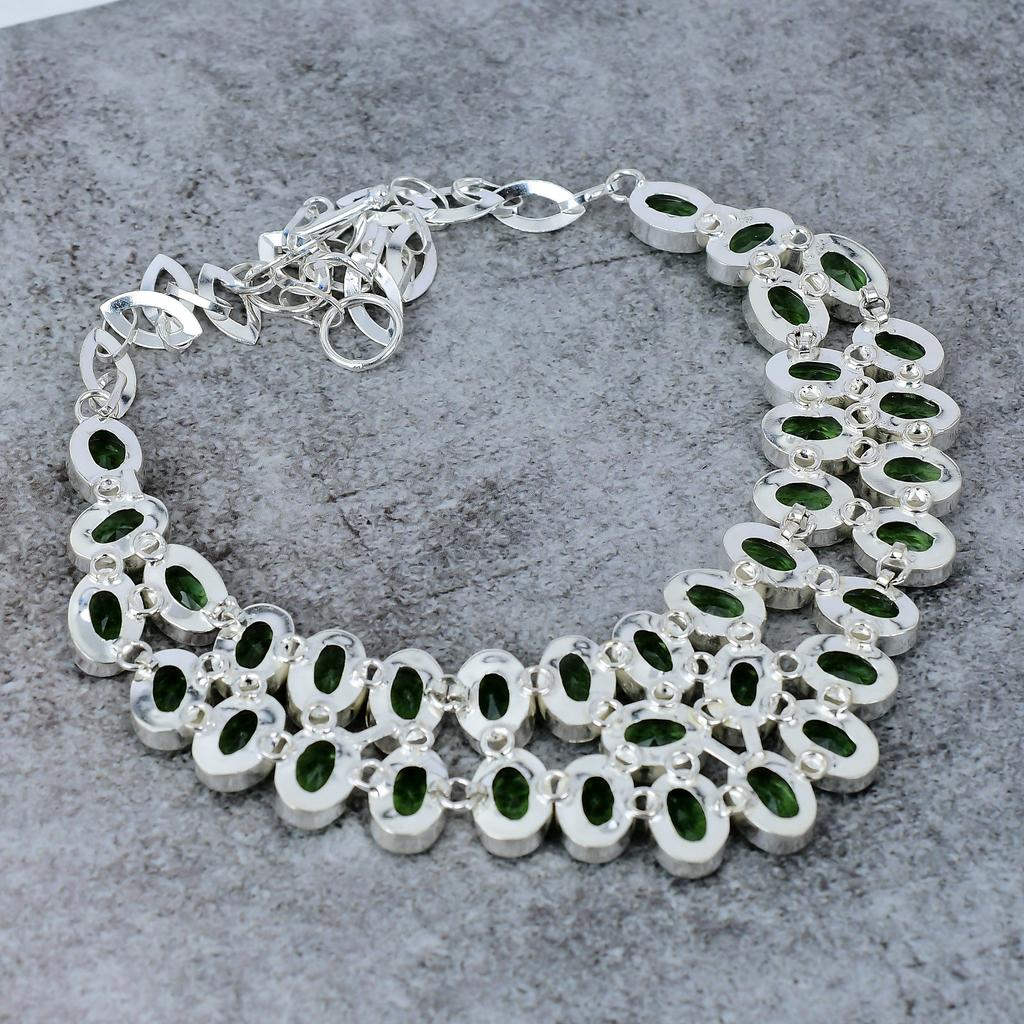 Peridot Gemstone Handmade 925 Sterling Silver Jewelry Necklace 18" M-332