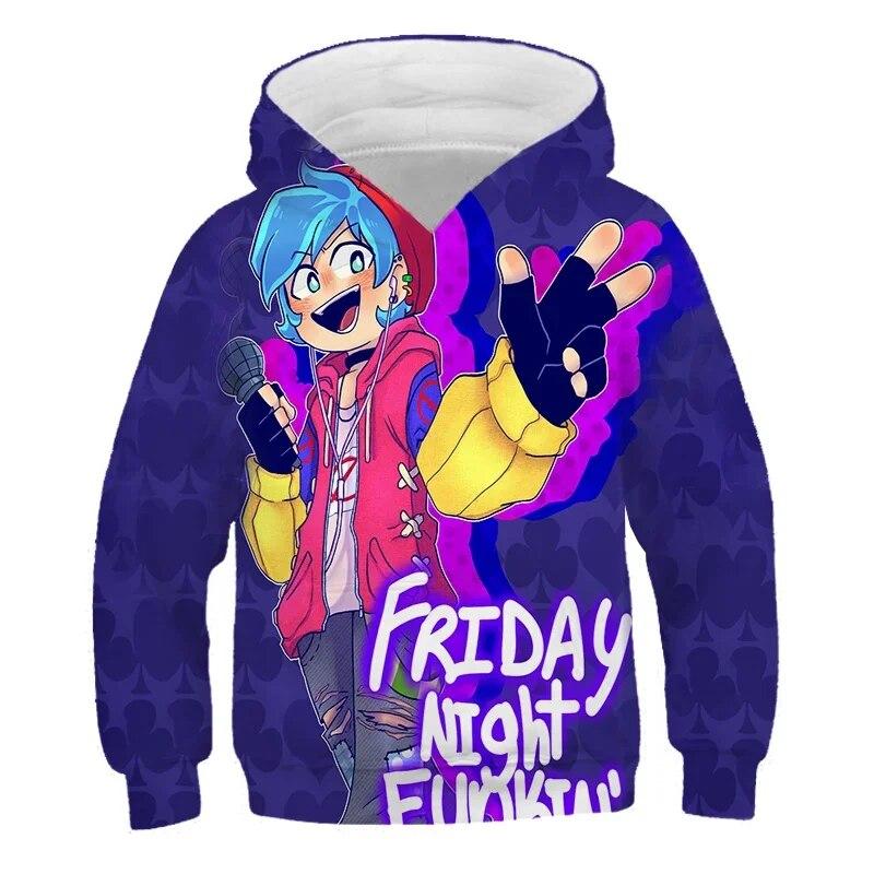 Hot Anime Game Friday Night Funkin 3d Print Hoodies Sweatshirts Boys Girls Fashion Hooded Pullover Cartoons Kids Unisex Clothing