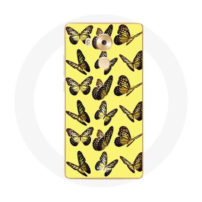 Coque pour Huawei Mate 8 Papillons Fond Jaune