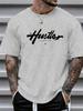 Men's Summer 100 Cotton Fashionable Casual Loose Sports Houston Letter Pattern Printed Round Neck Short Sleeved T-shirt Top