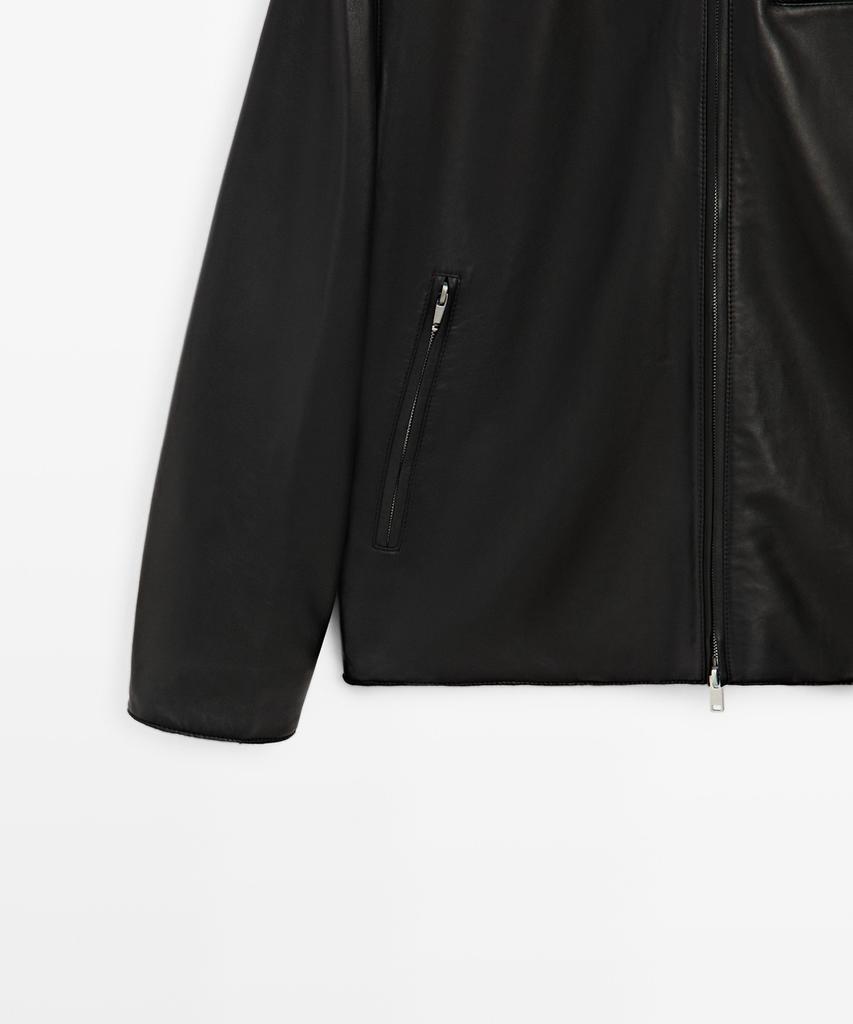 Кожаная куртка Massimo Dutti с карманами из кожи наппа