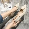 2024 New Pointed Single Shoe Shallow Mouth Thick Heel Heels Women Diamond Fashion Casual Simple All-match Mary Jane Shoes