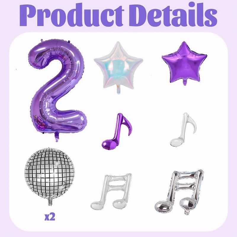 Purple Music Theme Party Supplies 0-9 Digital Balloon Set 32 Inch Large Aluminum Foil Balloon Birthday Party and Carnival Decor