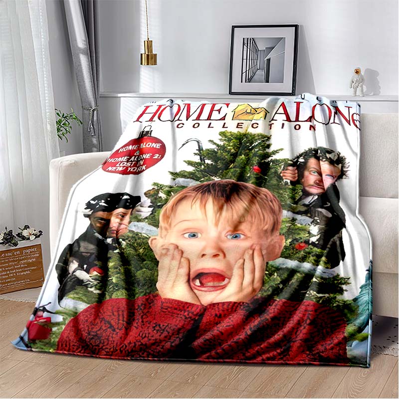 Home?Alone Classic Film Print Flannel Blanket Soft Warm Throw For Sofa Bedroom Xmas Home Decor Holiday Fan Collectible Gift
